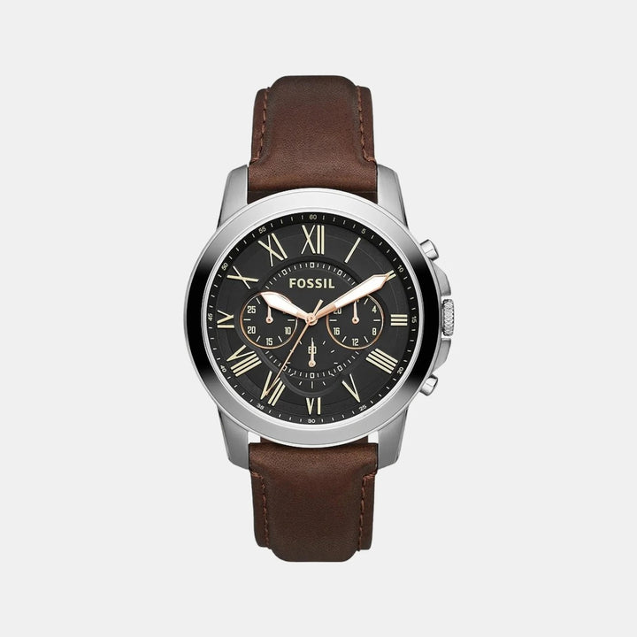 Fossil Grant FS4813 Chronograph Black Dial Brown Leather Strap Men&