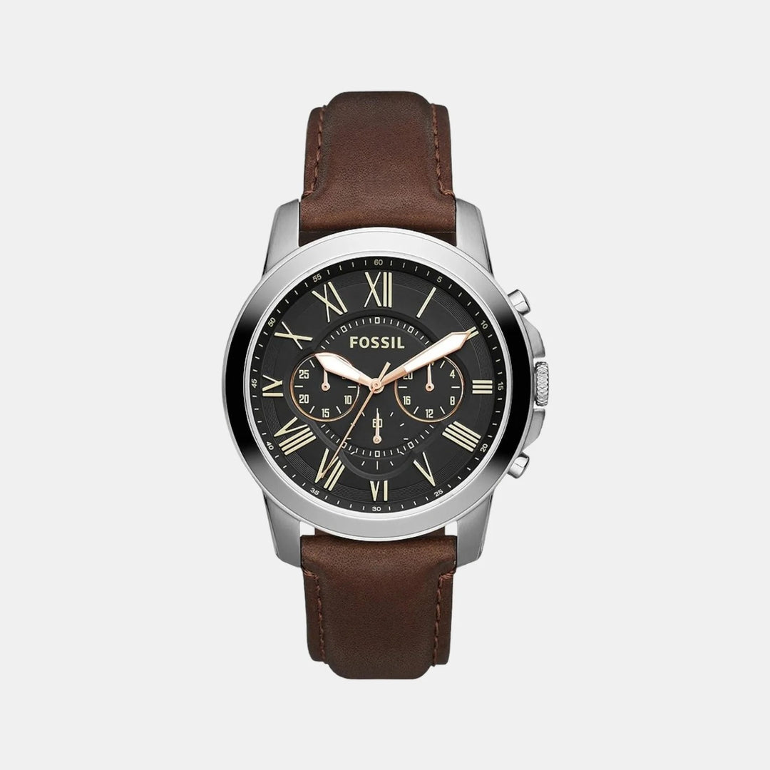 Fossil Grant FS4813 Chronograph Black Dial Brown Leather Strap Men&
