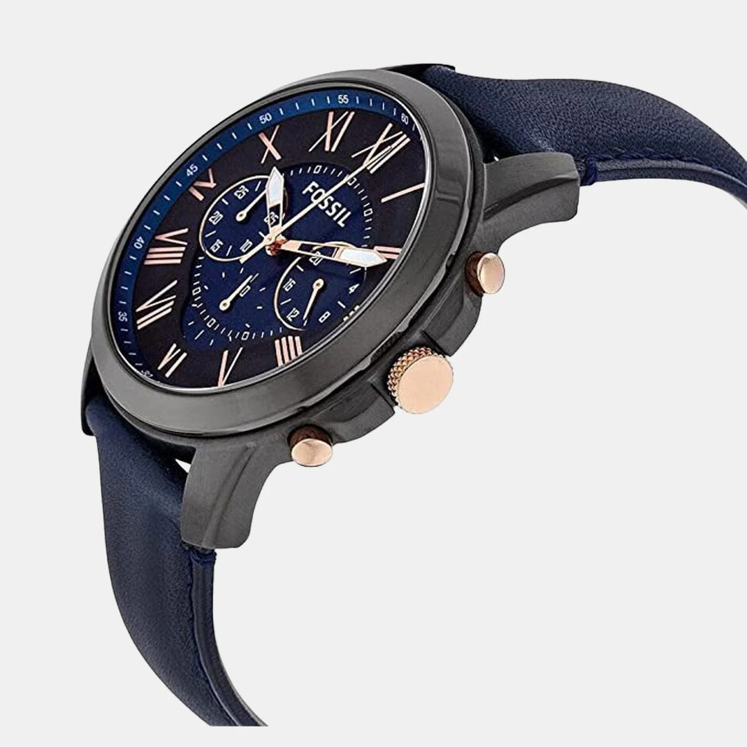 Fossil Grant FS5061 Chronograph Blue Dial Brown Leather Strap Men&