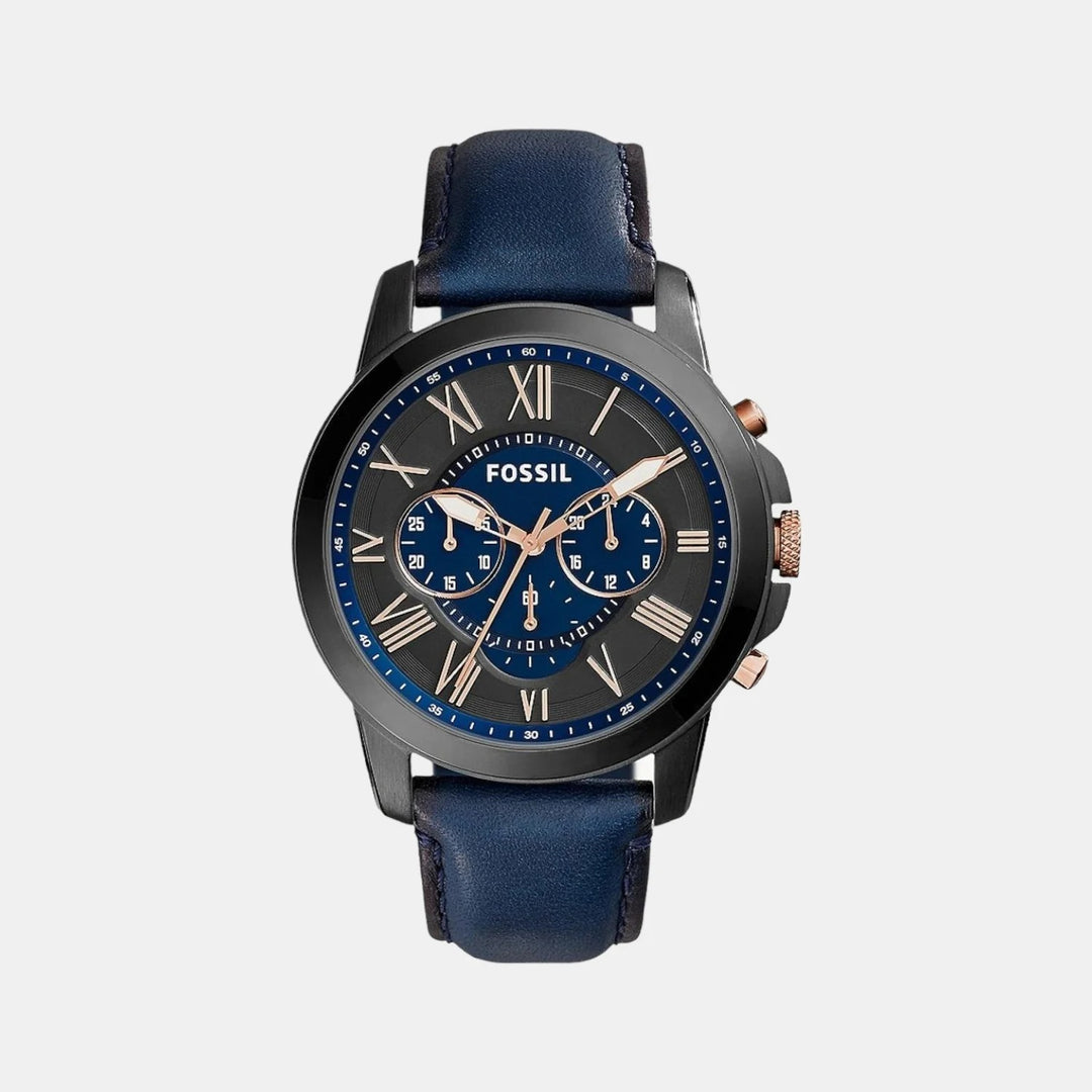Fossil Grant FS5061 Chronograph Blue Dial Brown Leather Strap Men&