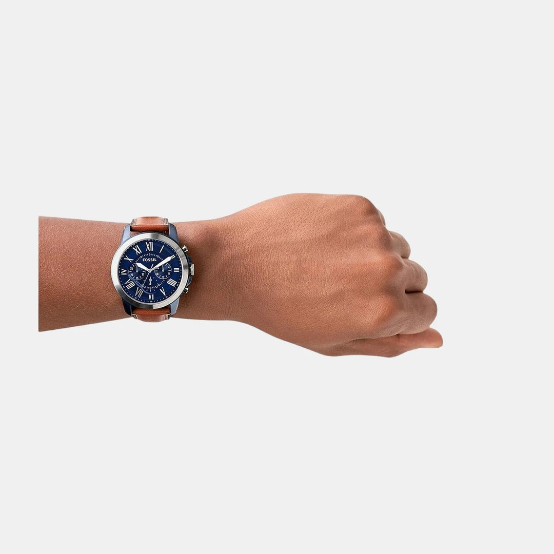 Fossil Grant FS5151 Chronograph Blue Dial Blue Leather Strap Men&