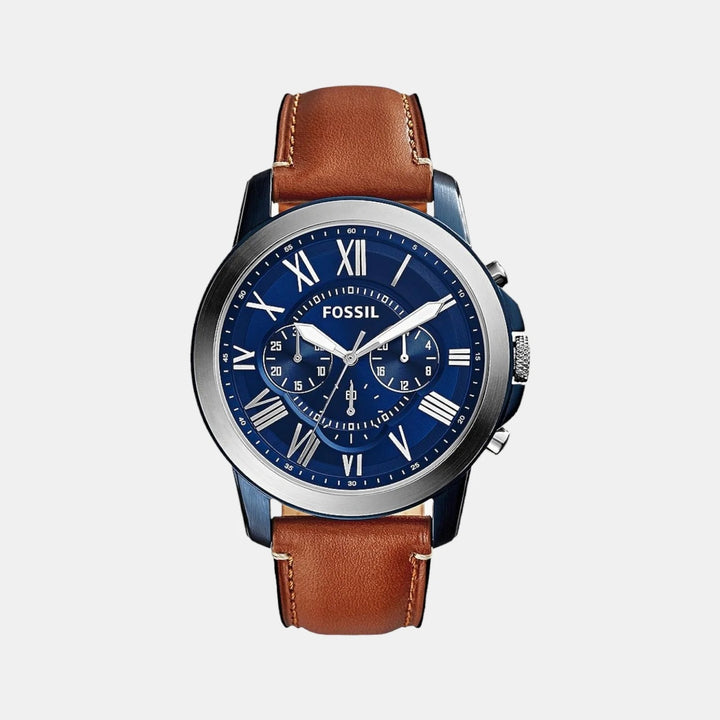 Fossil Grant FS5151 Chronograph Blue Dial Blue Leather Strap Men&