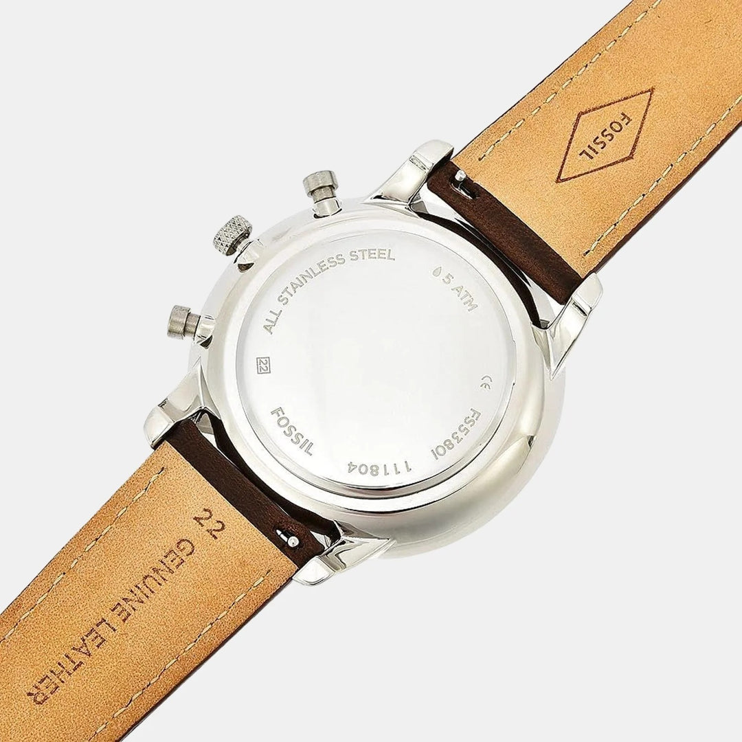 Fossil Neutra FS5380 Chronograph Cream Dial Brown Leather Strap Men&