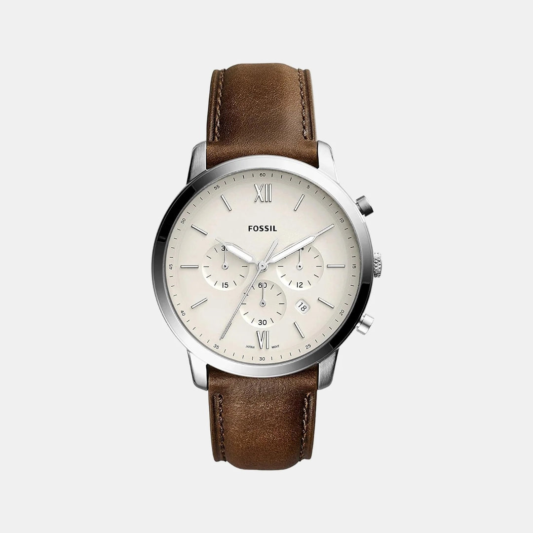 Fossil Neutra FS5380 Chronograph Cream Dial Brown Leather Strap Men&