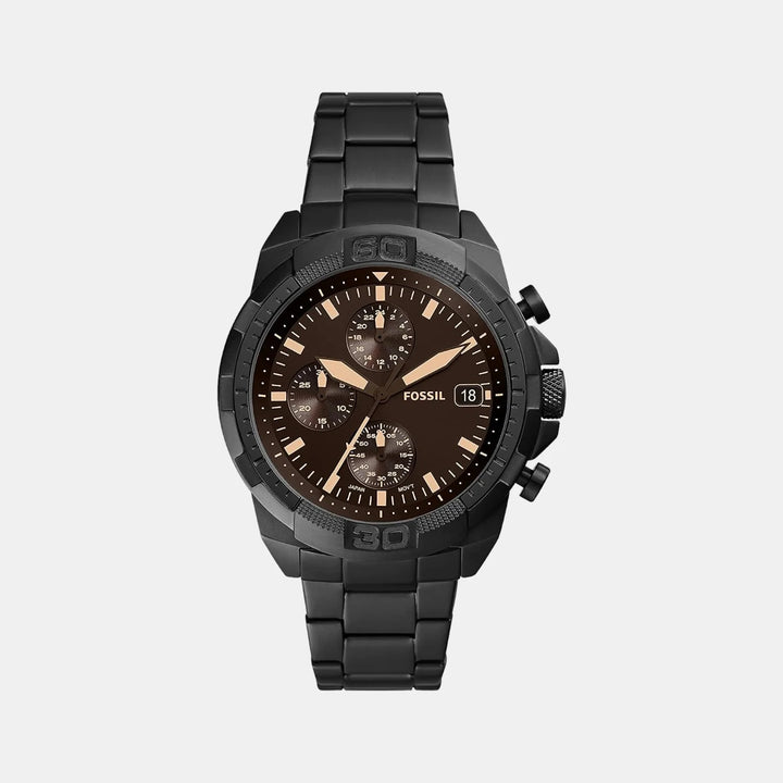 Fossil Everett FS5851 Chronograph Black Dial Silver-Tone Stainless Steel Men&