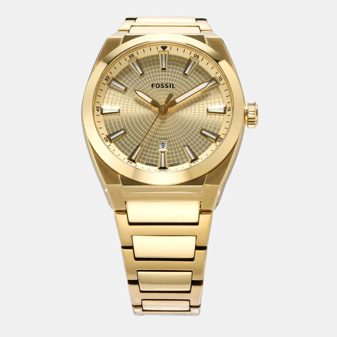 Fossil Everett FS5965 Gold Sunray Dial Gold-Tone Stainless Steel Men&