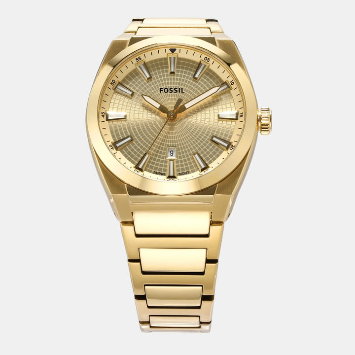 Fossil Everett FS5965 Gold Sunray Dial Gold-Tone Stainless Steel Men&