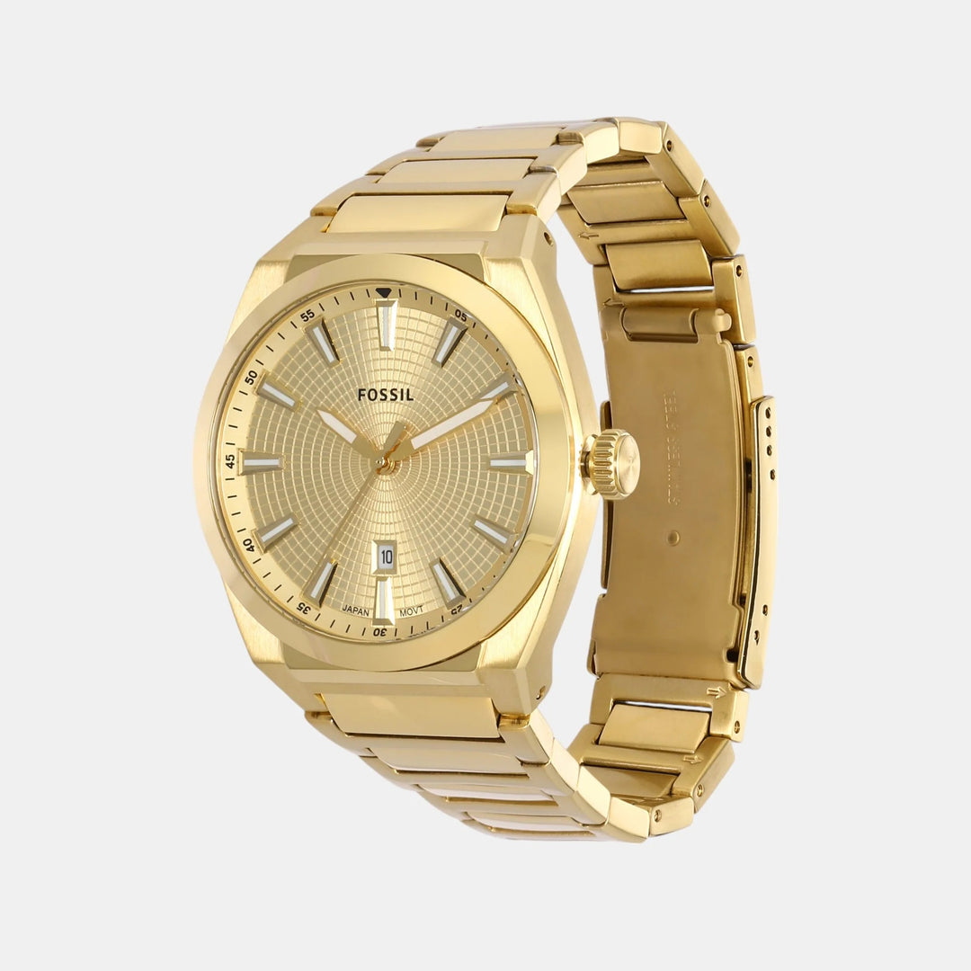 Fossil Everett FS5965 Gold Sunray Dial Gold-Tone Stainless Steel Men&