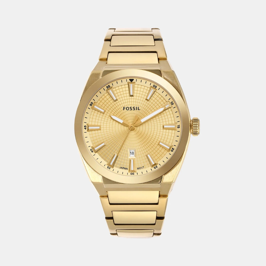 Fossil Everett FS5965 Gold Sunray Dial Gold-Tone Stainless Steel Men&