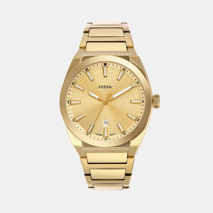 Fossil Everett FS5965 Gold Sunray Dial Gold-Tone Stainless Steel Men&