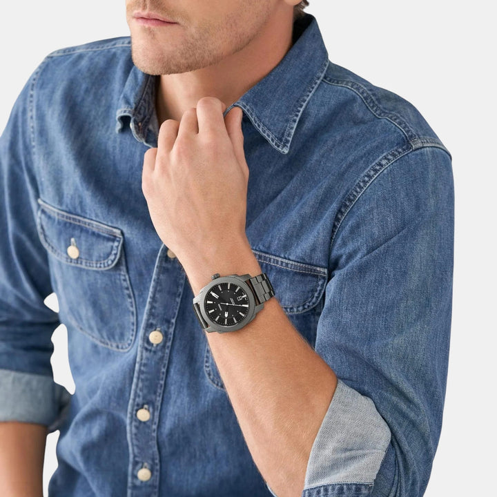 Fossil Everett FS5970 Silver Dial Silver-Tone Stainless Steel Men&