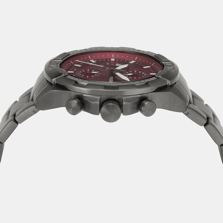 Fossil Bronson FS6017 Burgundy Dial Smoke Stainless Steel Chronograph Men&