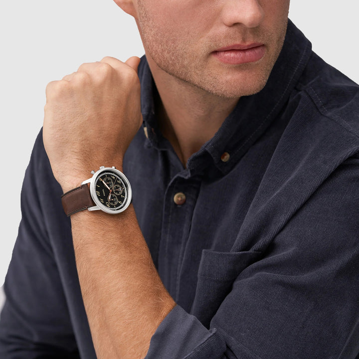 Fossil The Neutra FS6024 Blue Dial Silver-Tone Stainless Steel Men&