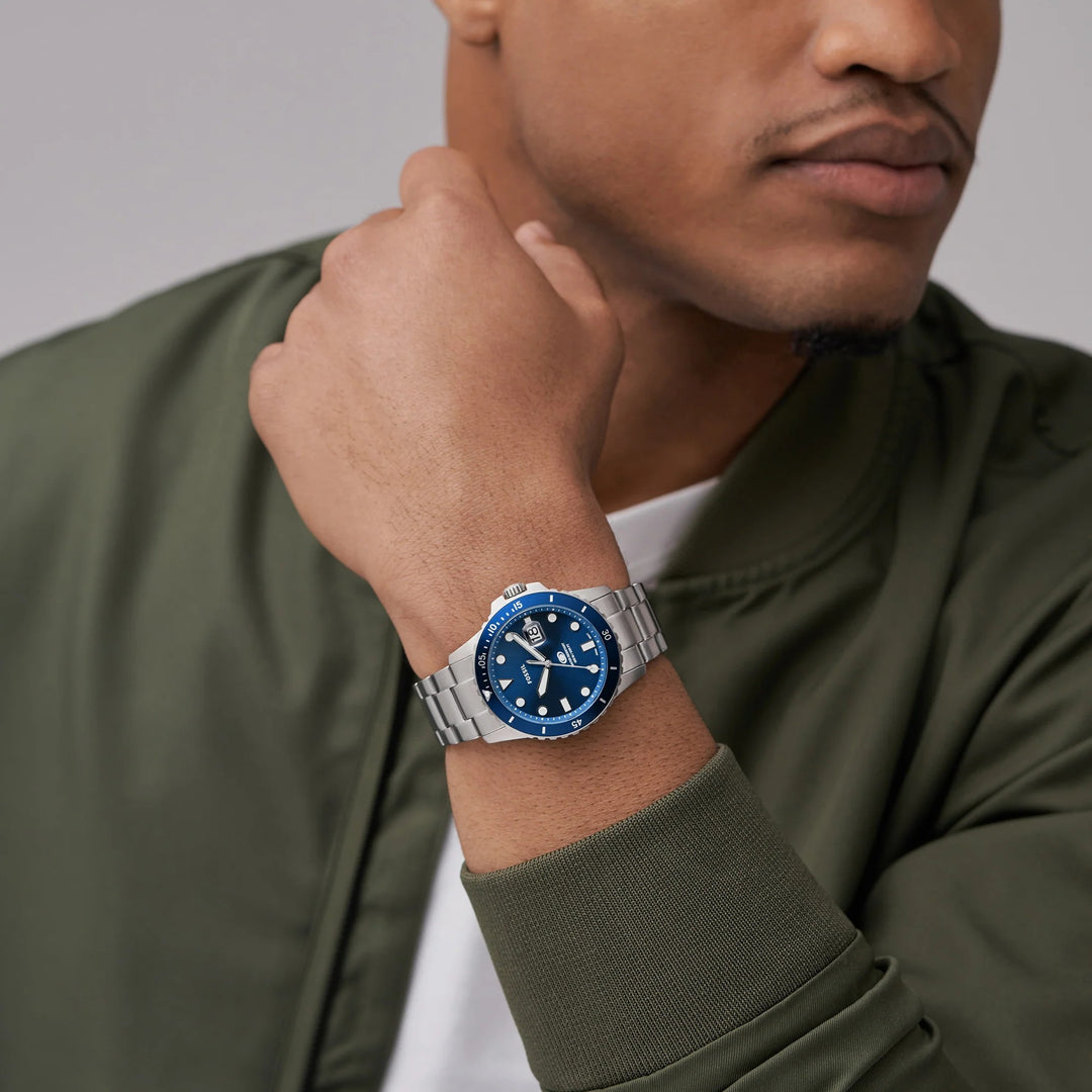Fossil Blue Dive FS6029 Blue Dial Silver-Tone Stainless Steel Men&