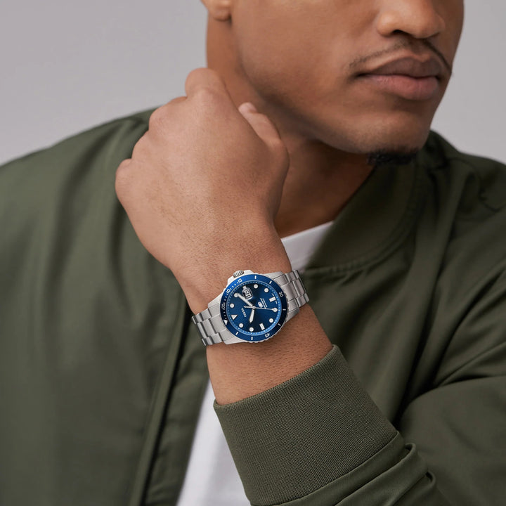 Fossil Blue Dive FS6029 Blue Dial Silver-Tone Stainless Steel Men&