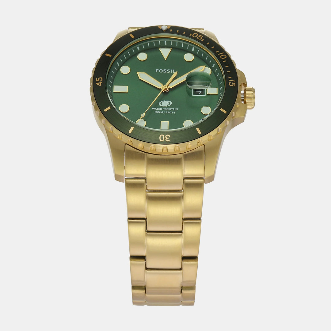Fossil Blue Dive FS6030 Green Dial Gold-Tone Stainless Steel Men&