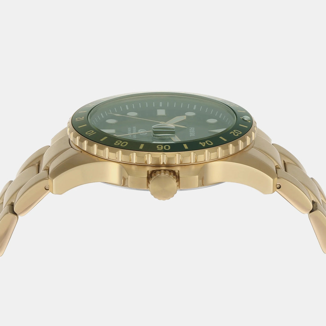 Fossil Blue Dive FS6030 Green Dial Gold-Tone Stainless Steel Men&