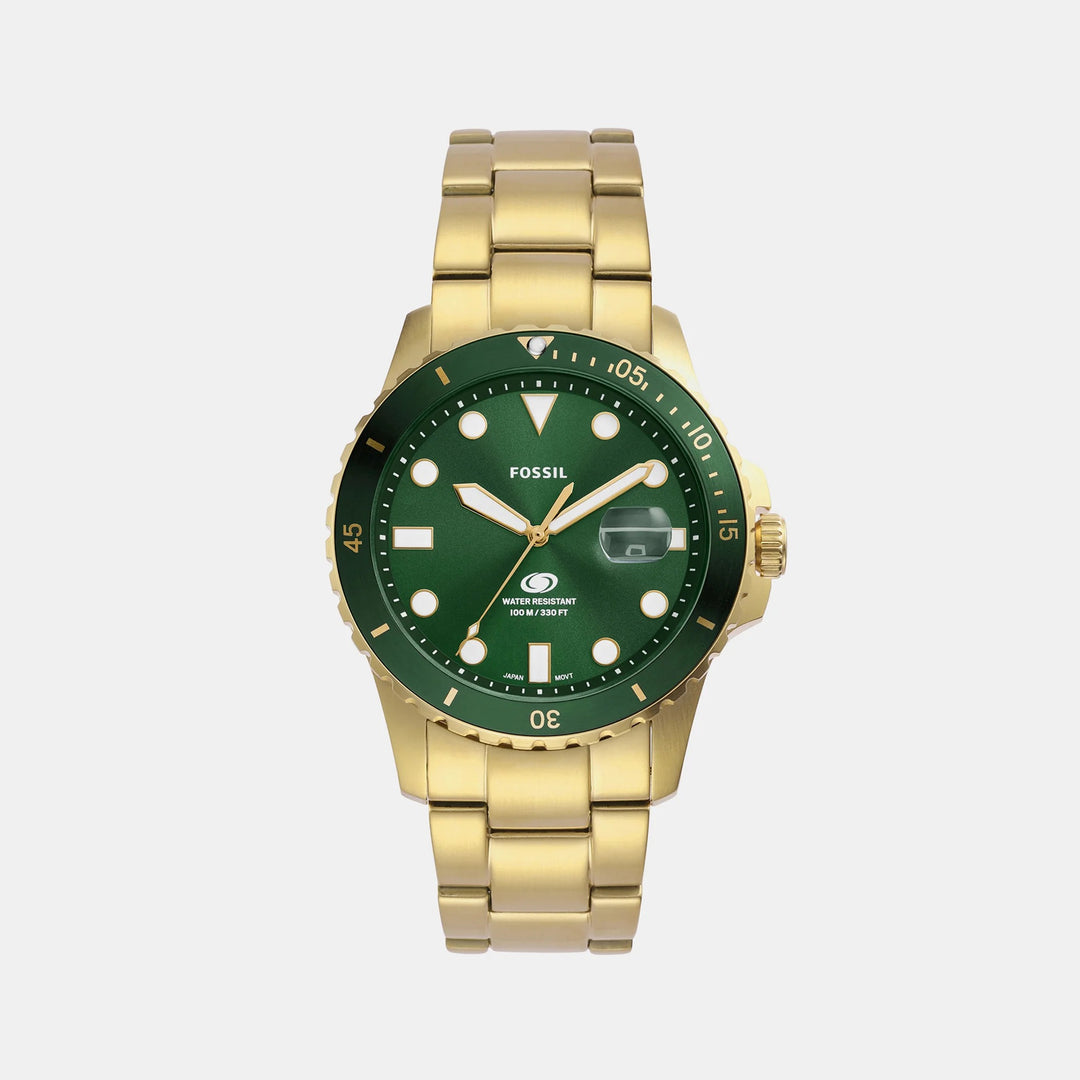 Fossil Blue Dive FS6030 Green Dial Gold-Tone Stainless Steel Men&