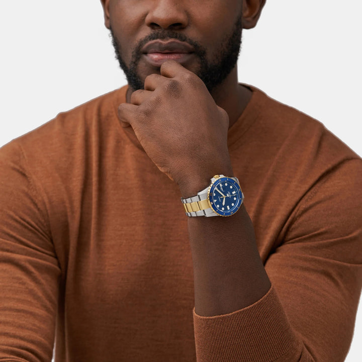 Fossil Blue Dive FS6034 Blue Dial Two-Tone Stainless Steel Men&