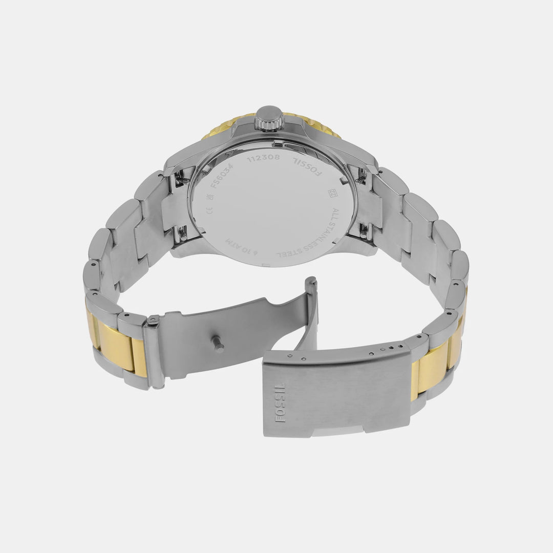 Fossil Blue Dive FS6034 Blue Dial Two-Tone Stainless Steel Men&