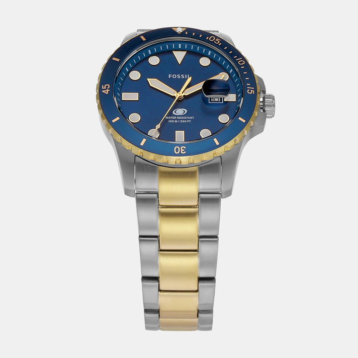 Fossil Blue Dive FS6034 Blue Dial Two-Tone Stainless Steel Men&