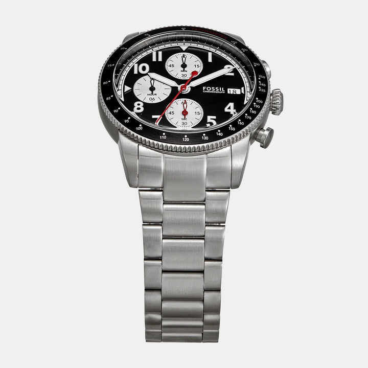 Fossil Sport Tourer FS6045 Chronograph Black Dial Silver-Tone Stainless Steel Men&