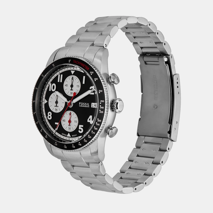 Fossil Sport Tourer FS6045 Chronograph Black Dial Silver-Tone Stainless Steel Men&