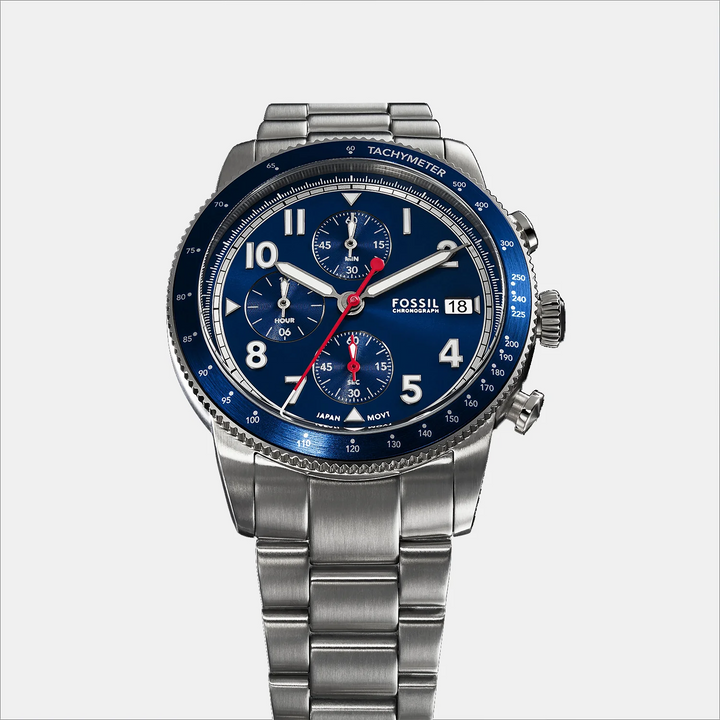 Fossil Sport Tourer FS6047 Chronograph Blue Dial Blue Silicone Strap Men&