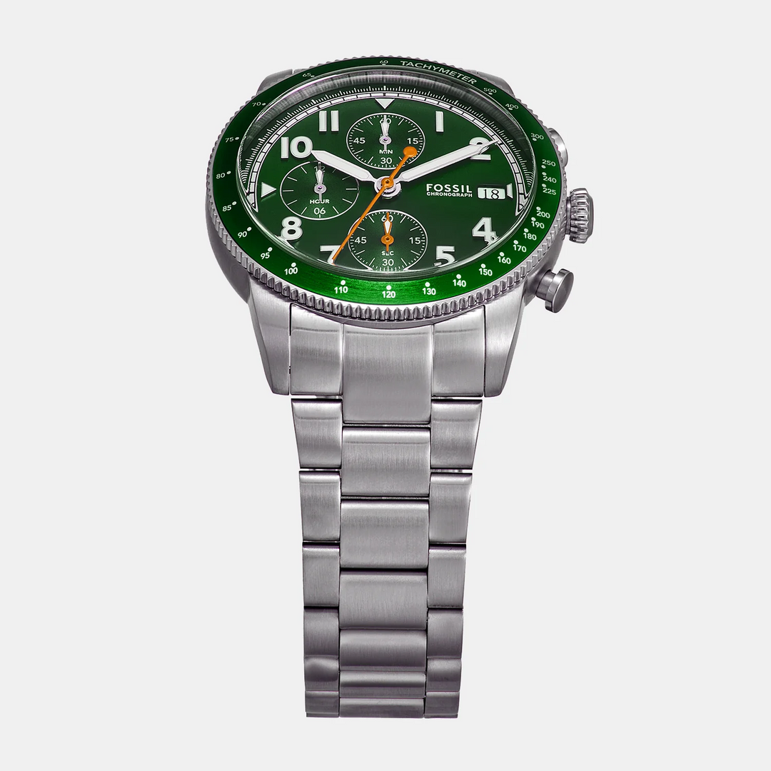 Fossil Sport Tourer FS6048 Chronograph Silver Dial Silver-Tone Stainless Steel Men&