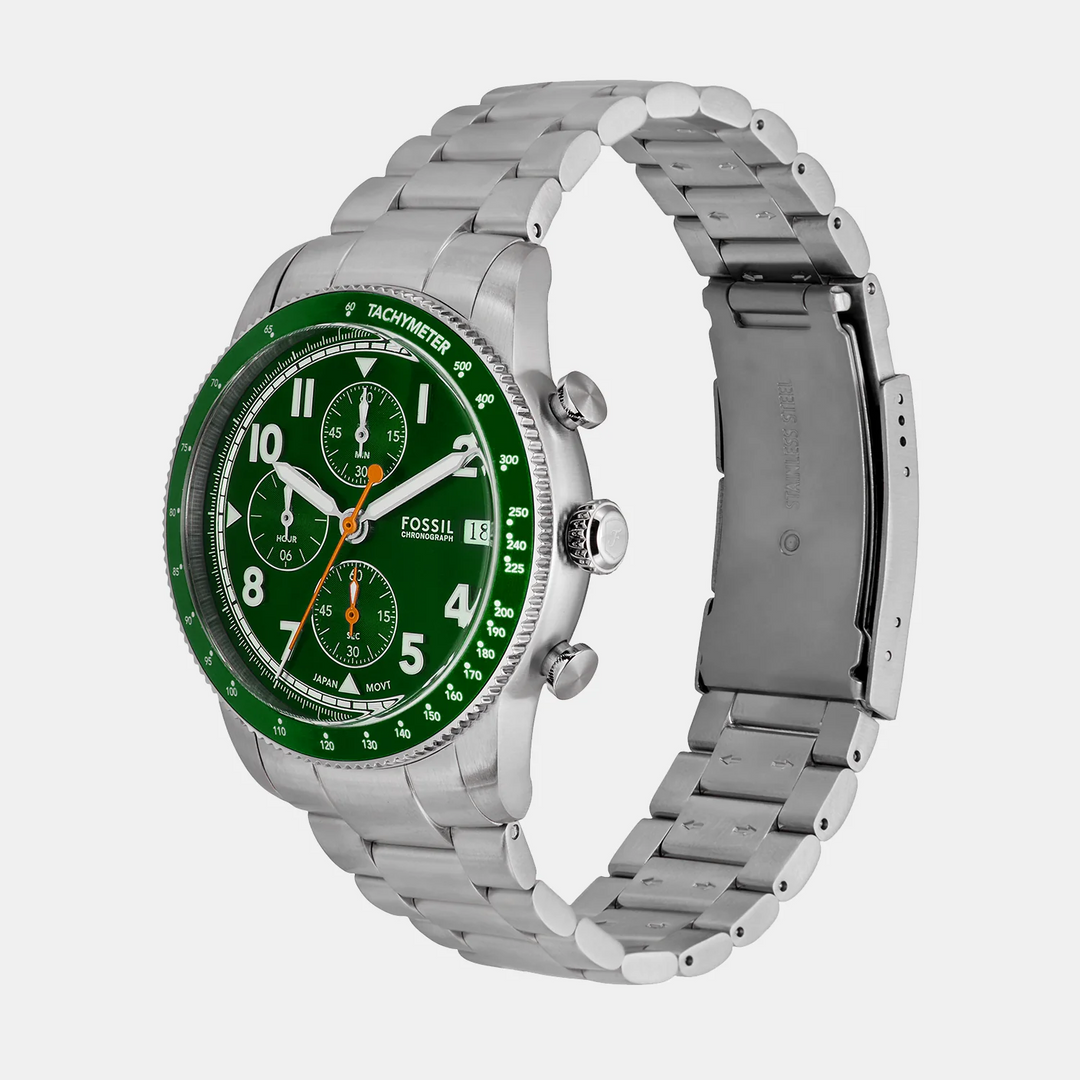 Fossil Sport Tourer FS6048 Chronograph Silver Dial Silver-Tone Stainless Steel Men&