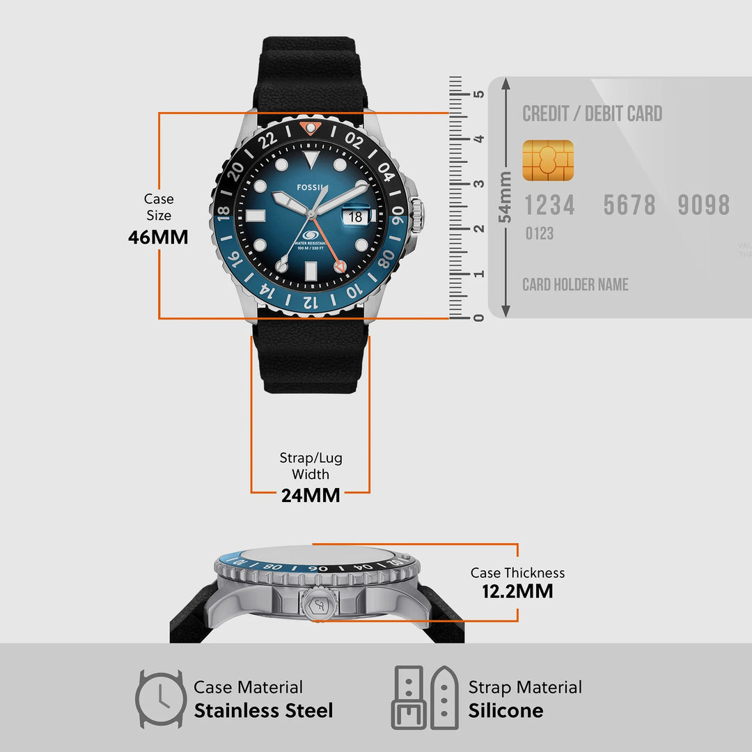 Fossil Sport Tourer FS6049 Chronograph Blue Dial Silver-Tone Stainless Steel Men&