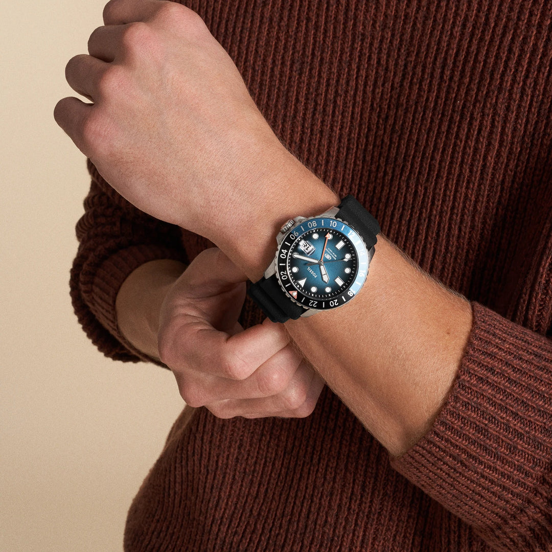 Fossil Sport Tourer FS6049 Chronograph Blue Dial Silver-Tone Stainless Steel Men&