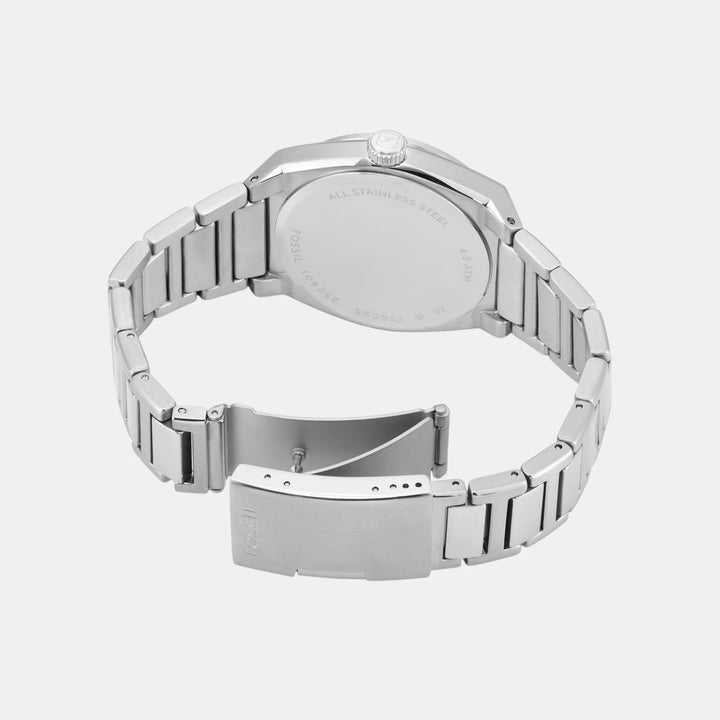 Fossil Everett FS6056 Moonphase Blue Dial Silver-Tone Stainless Steel Men&