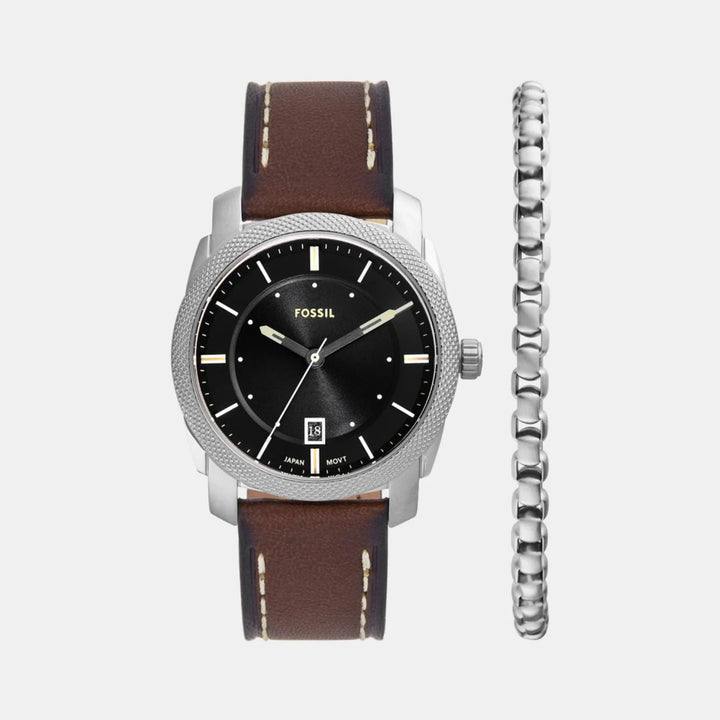 Fossil Machine FS6081SET Chronograph Watch and Black Leather Bracelet Men&