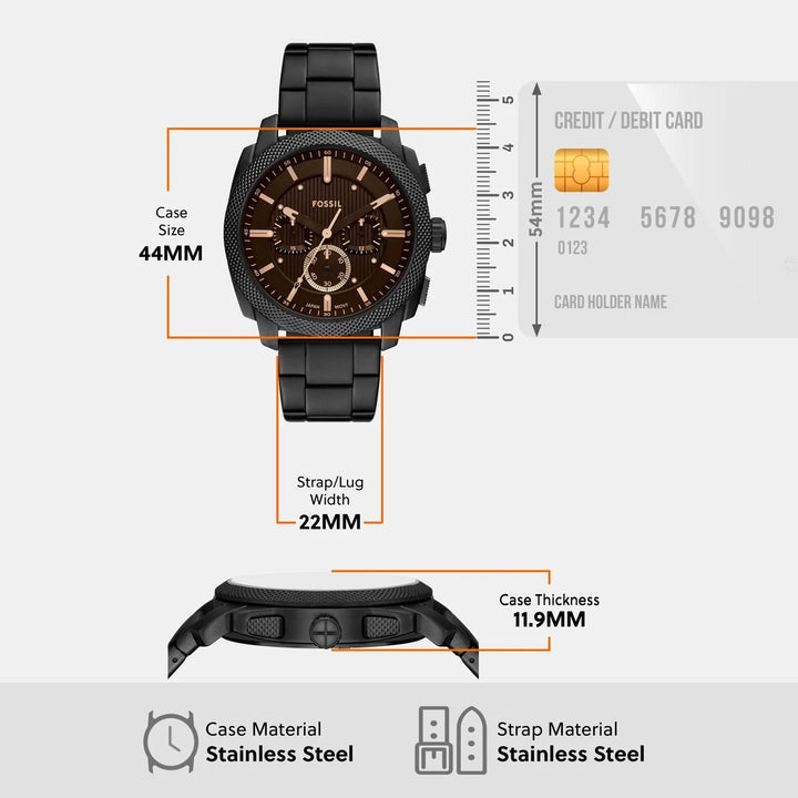 Fossil Machine FS6097 Blue Dial Brown Leather Men&