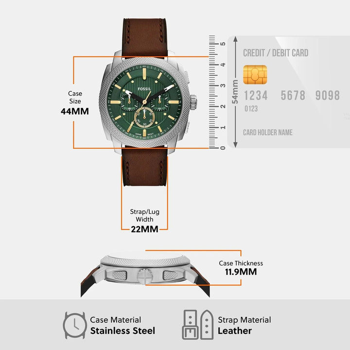 Fossil The Machine FS6100 Green Dial Silver Stainless Steel Men&