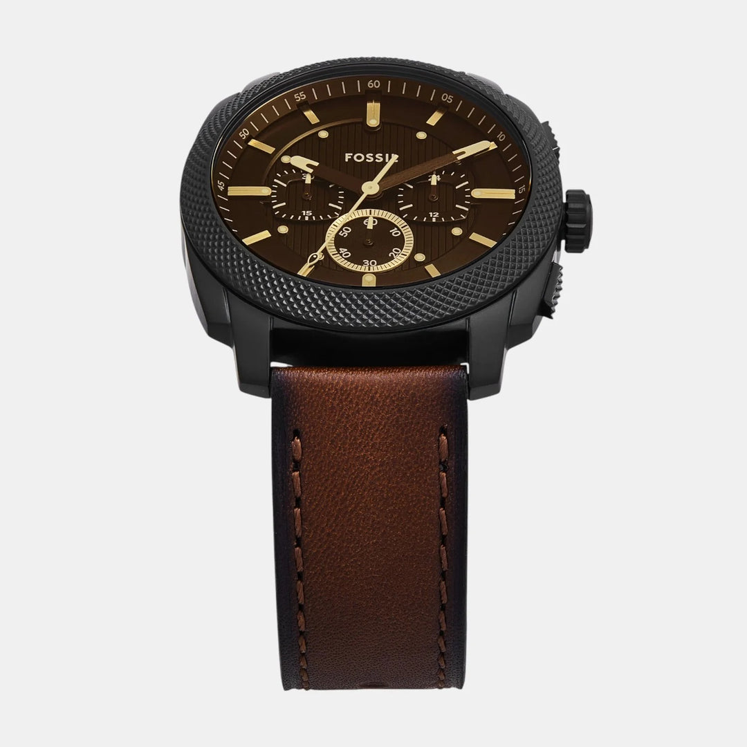 Fossil Machine FS6101 Gold Dial Gold-Tone Stainless Steel Men&