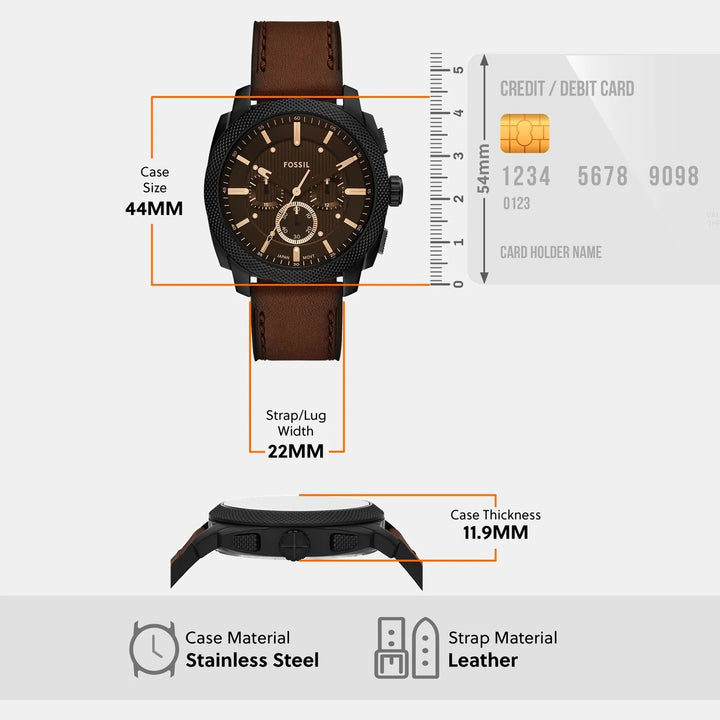 Fossil Machine FS6102SET Watch and Braided Leather Bracelet Men&