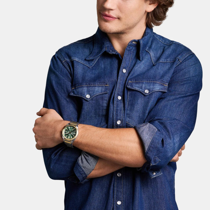 Fossil Everett FS6106 Blue Dial Stainless Steel Men&
