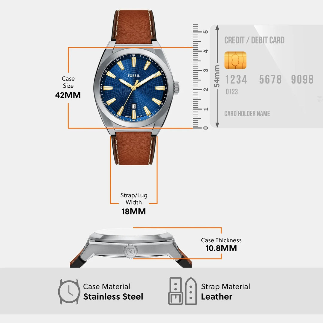 Fossil The Everett FS6115 Blue Dial Stainless Steel Men&