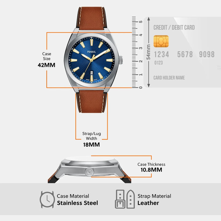 Fossil The Everett FS6115 Blue Dial Stainless Steel Men&