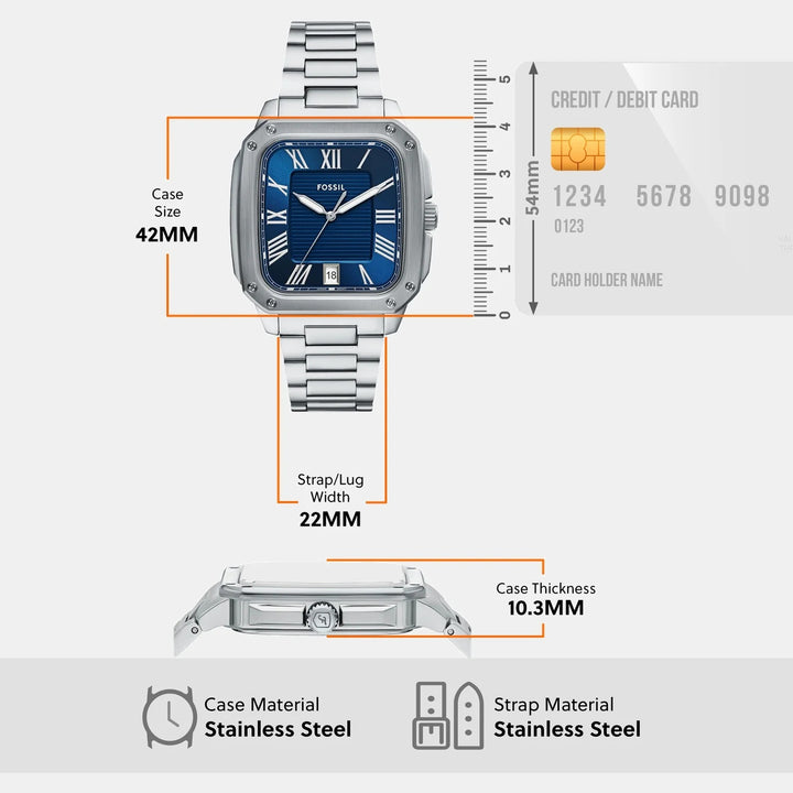 Fossil Crosby FS6121 Pepsi Bezel Blue Dial Stainless Steel Men&