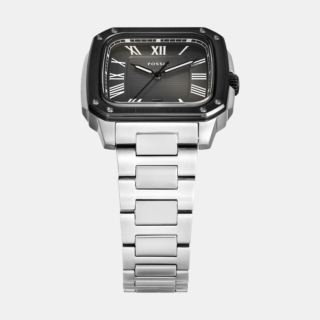 Fossil Crosby FS6122 Black and Blue Bezel Stainless Steel Men&