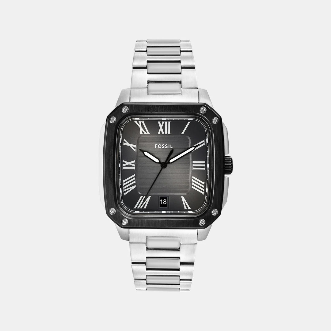 Fossil Crosby FS6122 Black and Blue Bezel Stainless Steel Men&