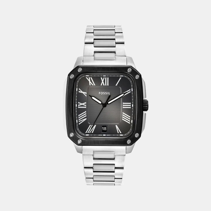 Fossil Crosby FS6122 Black and Blue Bezel Stainless Steel Men&