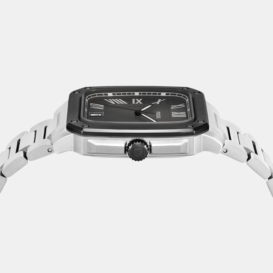 Fossil Crosby FS6122 Black and Blue Bezel Stainless Steel Men&