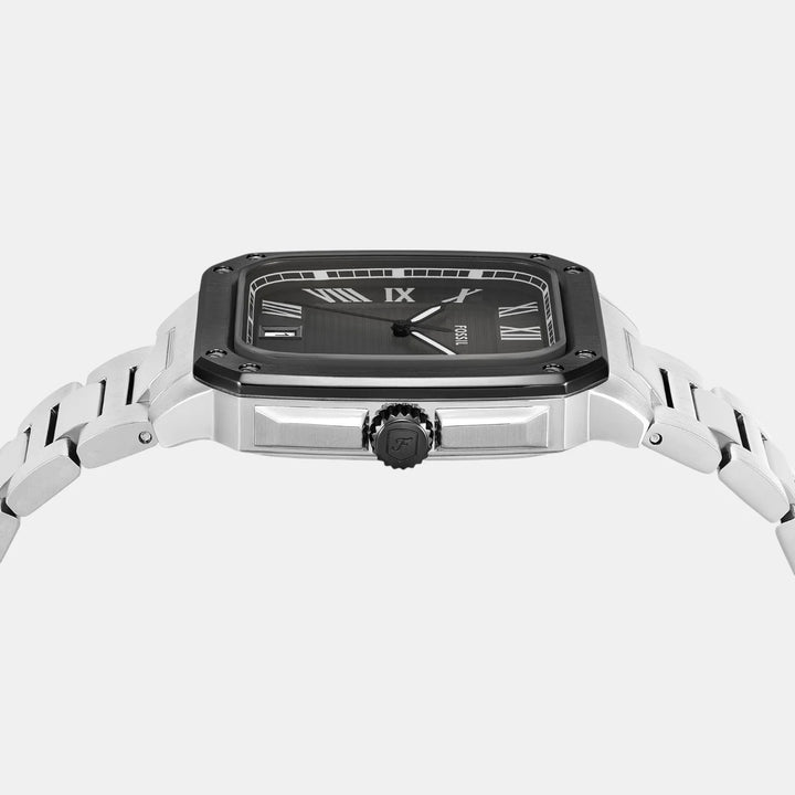 Fossil Crosby FS6122 Black and Blue Bezel Stainless Steel Men&