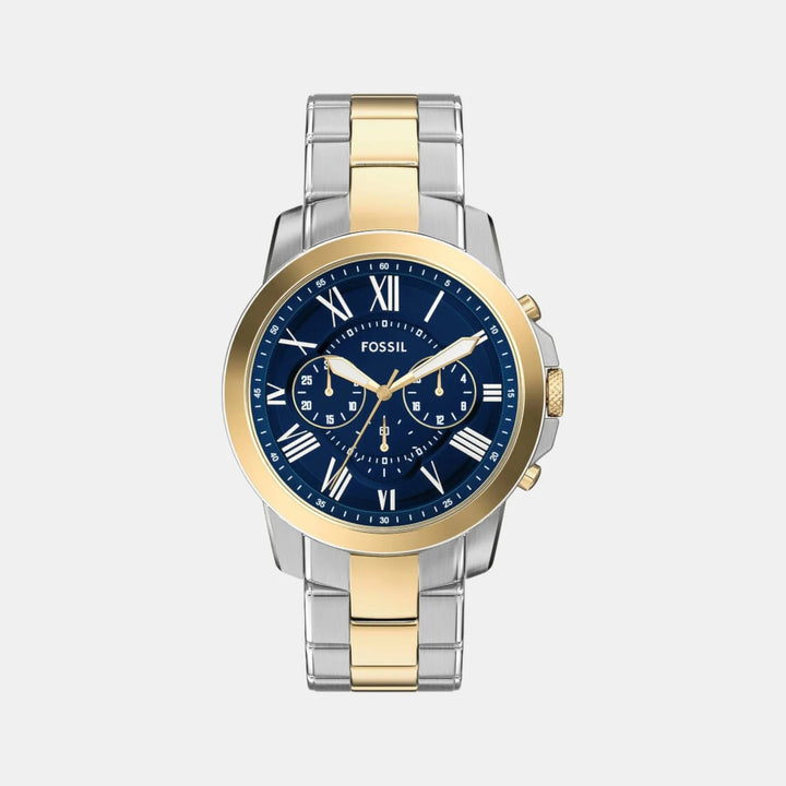 Fossil Grant FS6132 Rectangular Gold Dial Brown Leather Men&