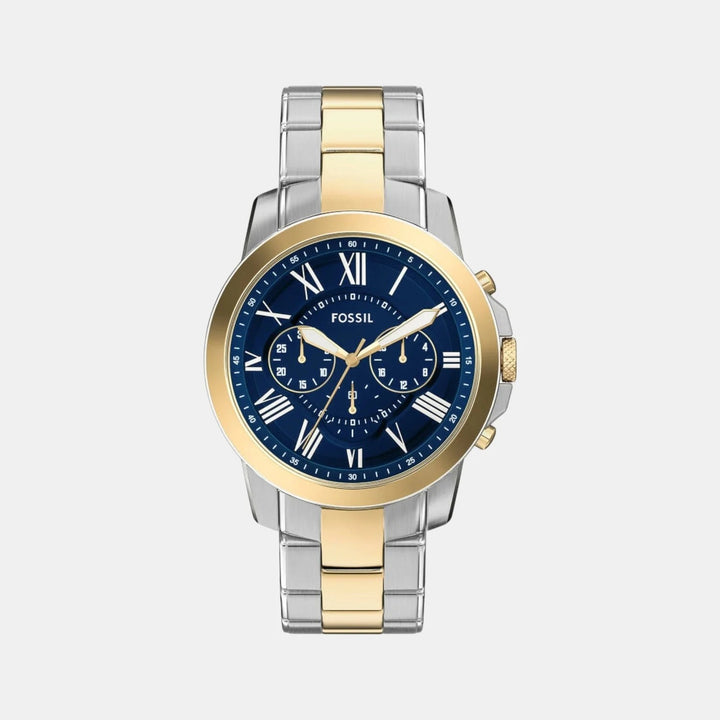 Fossil Grant FS6132 Rectangular Gold Dial Brown Leather Men&