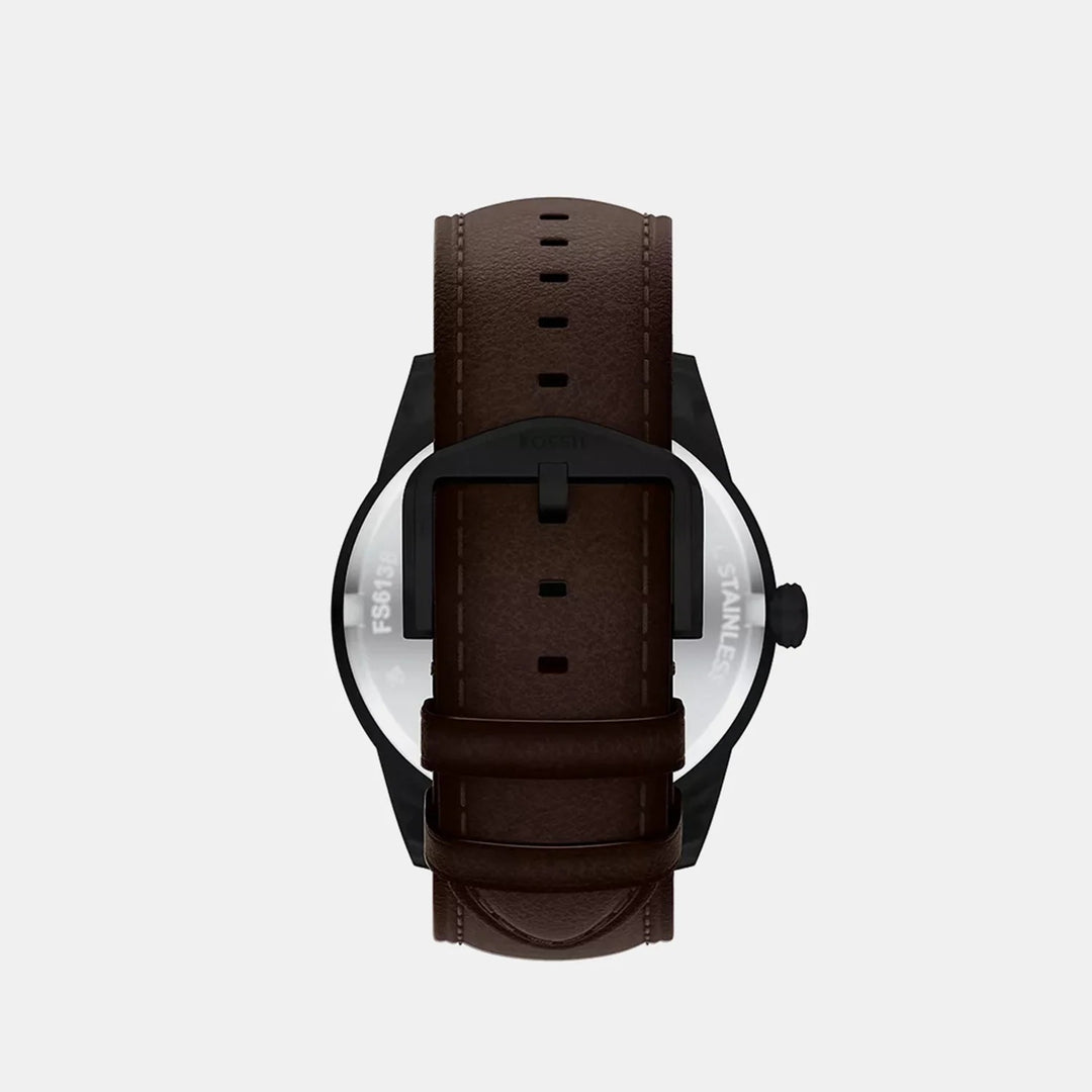 Fossil Pearson FS6137 Rectangular Black Dial Leather Strap Men&